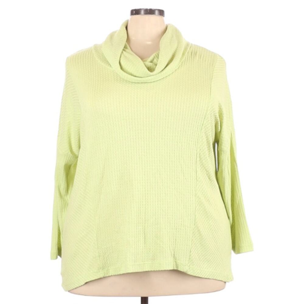NEW CATHERINE MALANDRINO Sweater Waffle Knit Cowl Neck Top Womens Sz 2X